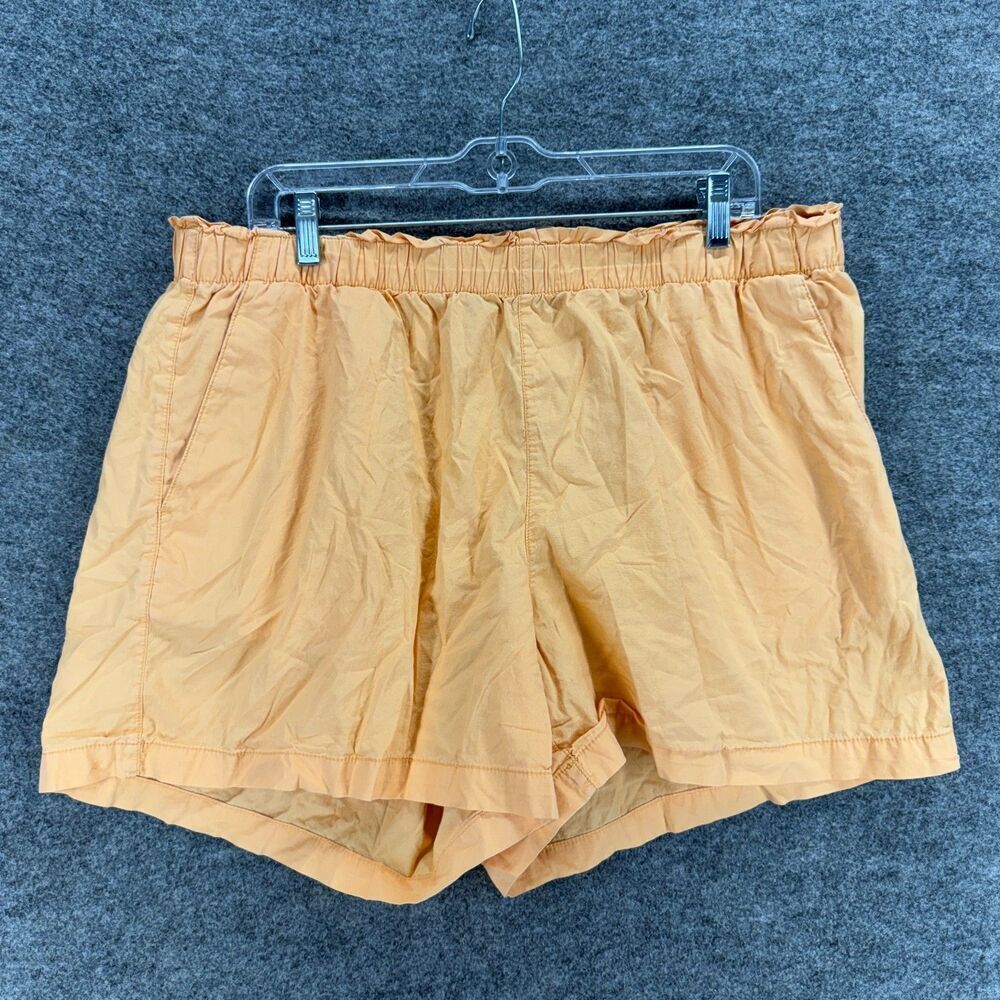 Old Navy Shorts Women XL Orange Chino High Rise Pull On Elastic Waist Cotton